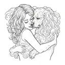 woman hugging a cavalier king charles tattoo design idea