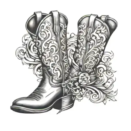 cowboy boots "Ryder" tattoo design idea