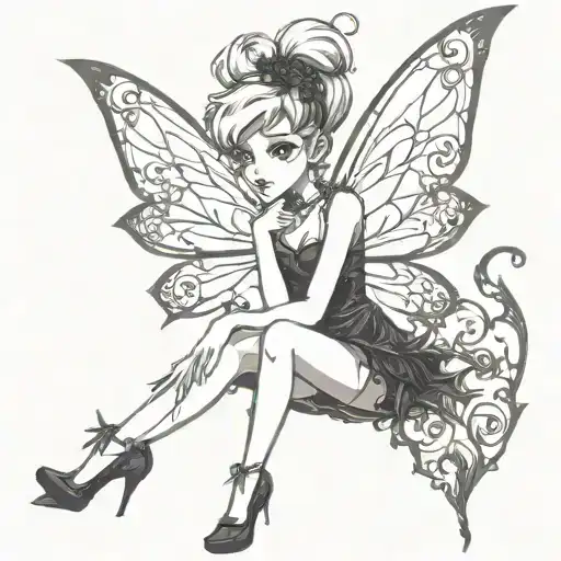 gothic tinkerbell tattoo design idea