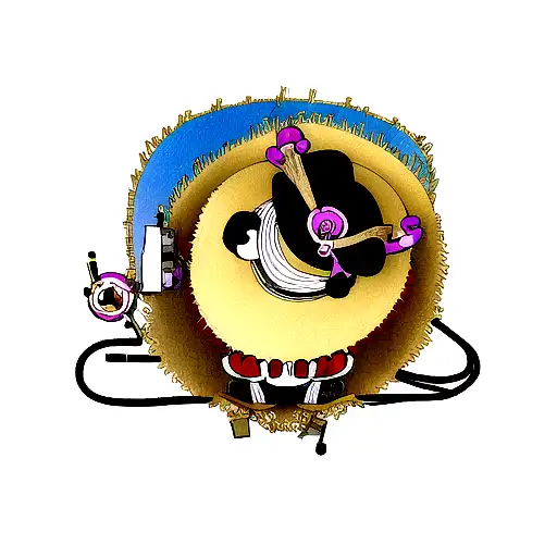 Combine the Straw Hat Pirates emblem with an electrical circuit design tattoo design idea