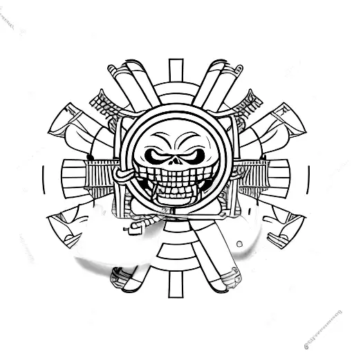 Combine the Straw Hat Pirates emblem with an electrical circuit design tattoo design idea