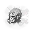 Create a realistic portrait of Monkey D. Luffy using circuit board patterns tattoo design idea