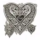 the names Alex and Eva in a heart greek style  tattoo design idea