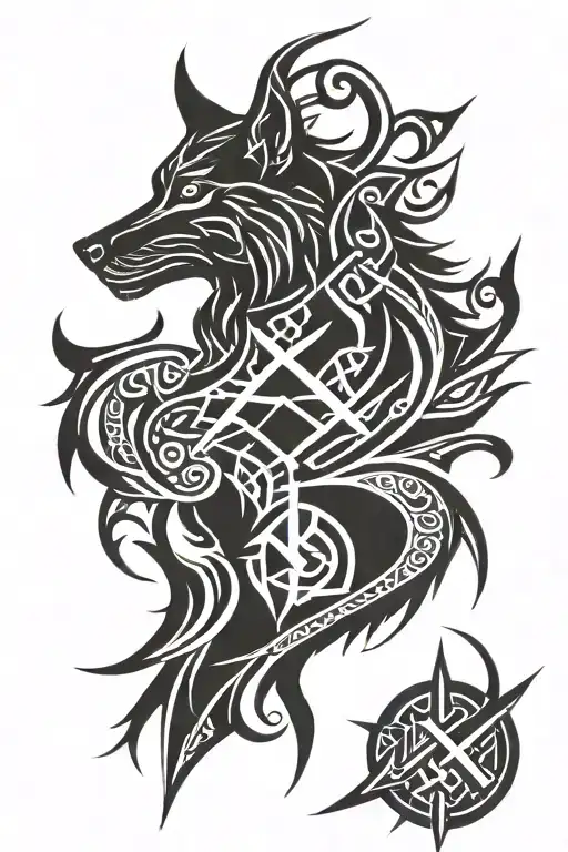 viking Wolf rune armor tattoo design idea