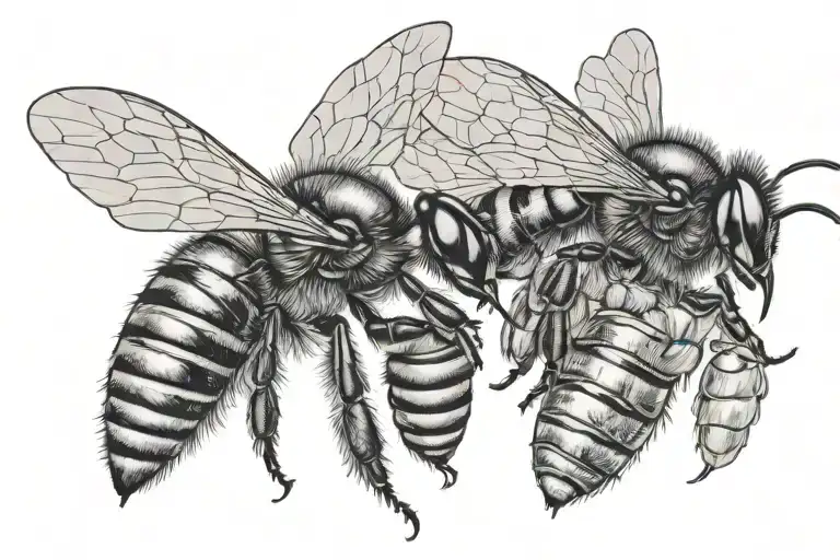 bee and bee hive tattoo design idea