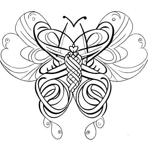 infinity symbol with heart and butterfly  tattoo design idea