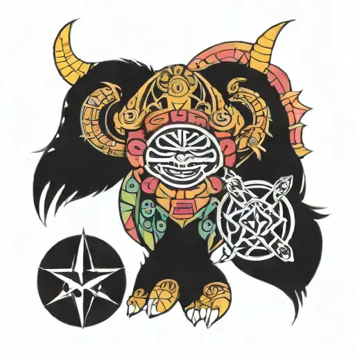 geometry space uni verse Animals the mayans tattoo design idea