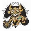 geometry space uni verse Animals the mayans tattoo design idea