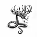 snake eating a deer so it looks like a dragon tattoo design idea