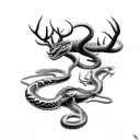 snake eating a deer so it looks like a dragon tattoo design idea