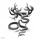 snake eating a deer so it looks like a dragon tattoo design idea