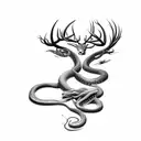 snake eating a deer so it looks like a dragon tattoo design idea