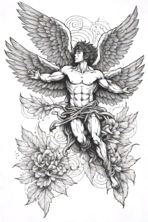 icarus fall tattoo design idea