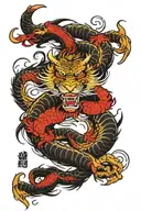 dragon snake tiger horse tattoo design idea