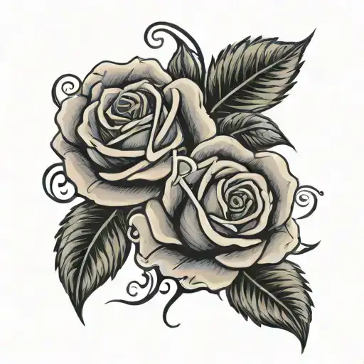 roses and text 'Rosenhoff 4 evr' tattoo design idea