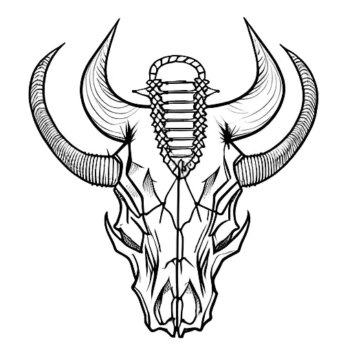 bull skull with barbed wire tattoo design idea
