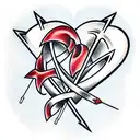 heart with an arrow inside and tied with a ribbon with an inscription mom tattoo design idea