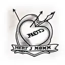 heart with an arrow inside and tied with a ribbon with an inscription mom tattoo design idea