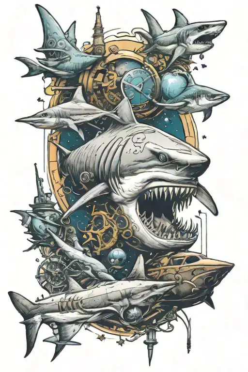 engineer. shark. space. Viking. Roman numeral 24 tattoo design idea