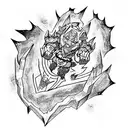 Beast Ganon bursting through dark portal tattoo design idea