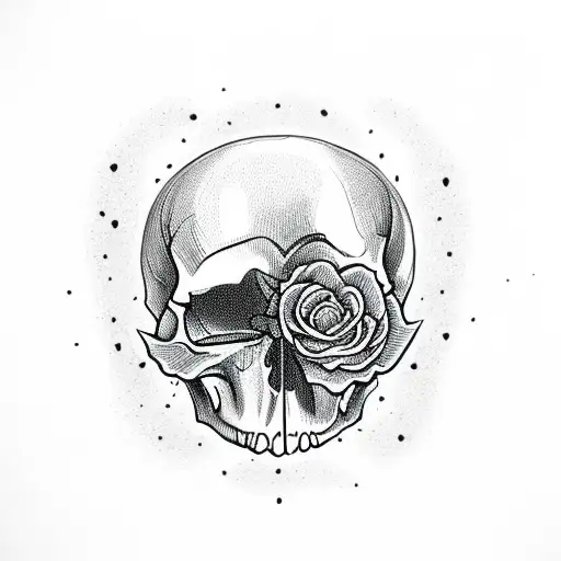 Skull roses star water fire money 777 Moon  tattoo design idea