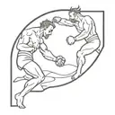 god beating devil in boxing match  tattoo design idea