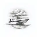 back of speed boat with propeller  tattoo design idea