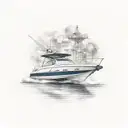 back of speed boat with propeller  tattoo design idea