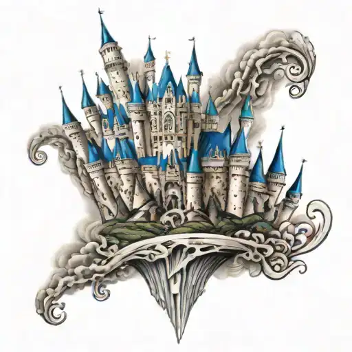 disney castle tattoo design idea