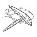 knife with reflection of vampire teeth tattoo design idea