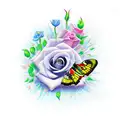 Sword with roses and butterflys tattoo design idea