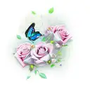 Sword with roses and butterflys tattoo design idea