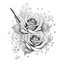 Sword with roses and butterflys tattoo design idea