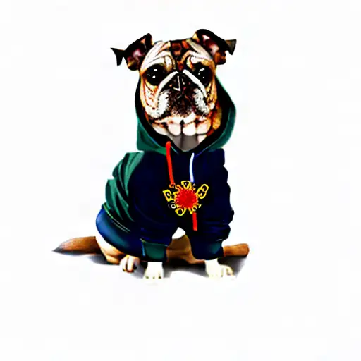 a dog wearing a hoodie with flowers, Cross, hands praying and date of death tattoo design idea