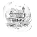 house window broken tattoo design idea