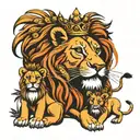 King Lion with 3 cubs tattoo design idea