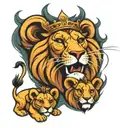 King Lion with 3 cubs tattoo design idea