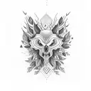 bosque negro de noche con pájaros negros y un cuerpo colgando de las ramas tattoo design idea