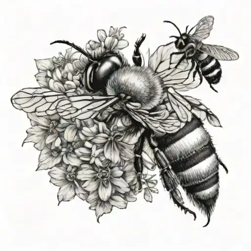 serotonin molecule and bee tattoo design idea