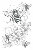 bee and serotonin molecule tattoo design idea
