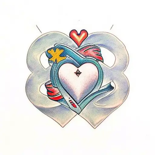 Basic tatoo with an Heart that contains letter J and letter C tattoo design idea