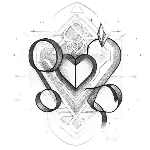 Heart with the letters J and C tattoo design idea
