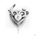 Heart with the letters J and C tattoo design idea