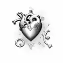 Heart with the letters J and C tattoo design idea