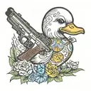 rubber duck holding a desert eagle tattoo design idea