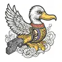 rubber duck holding a desert eagle tattoo design idea