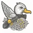 rubber duck holding a desert eagle tattoo design idea