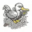 rubber duck holding a desert eagle tattoo design idea