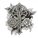 Roman numerals with cross  tattoo design idea