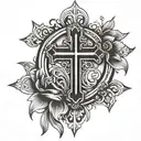 Roman numerals with cross  tattoo design idea
